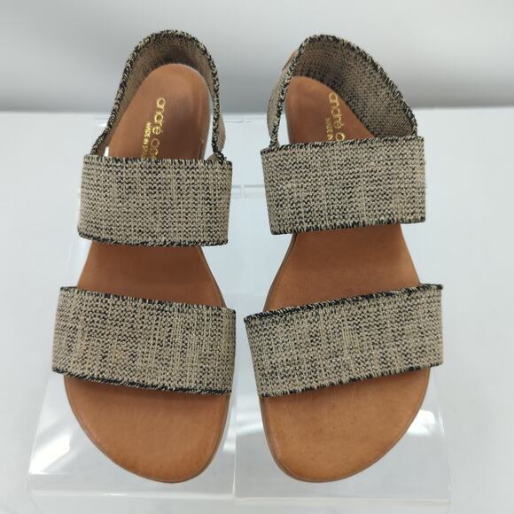 Andre Assous Sandals Womens 7 Linen Slingback Featherweights Resort Vacation - Picture 3 of 12